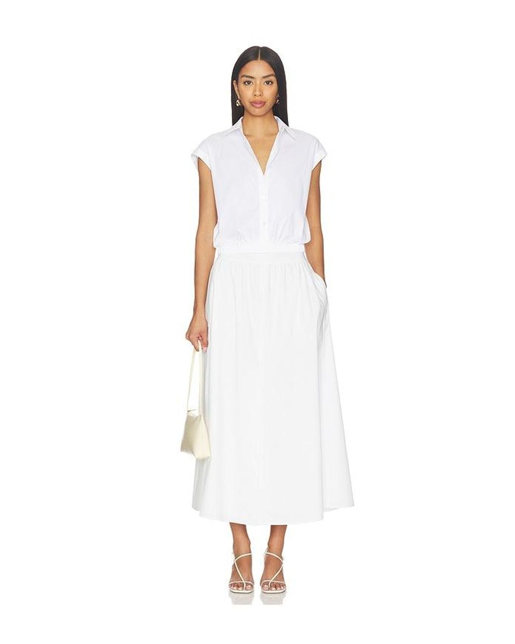 Theory White Cropped Elastic Shirt