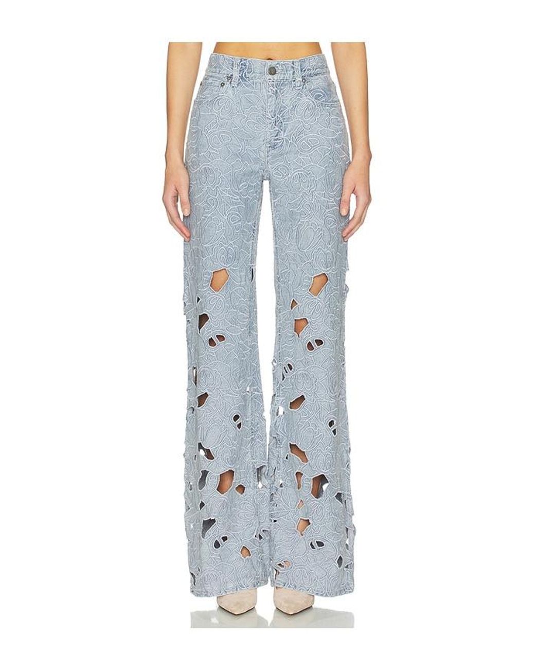 Alice + Olivia Chic Eyelet Jean in Blue | Lyst