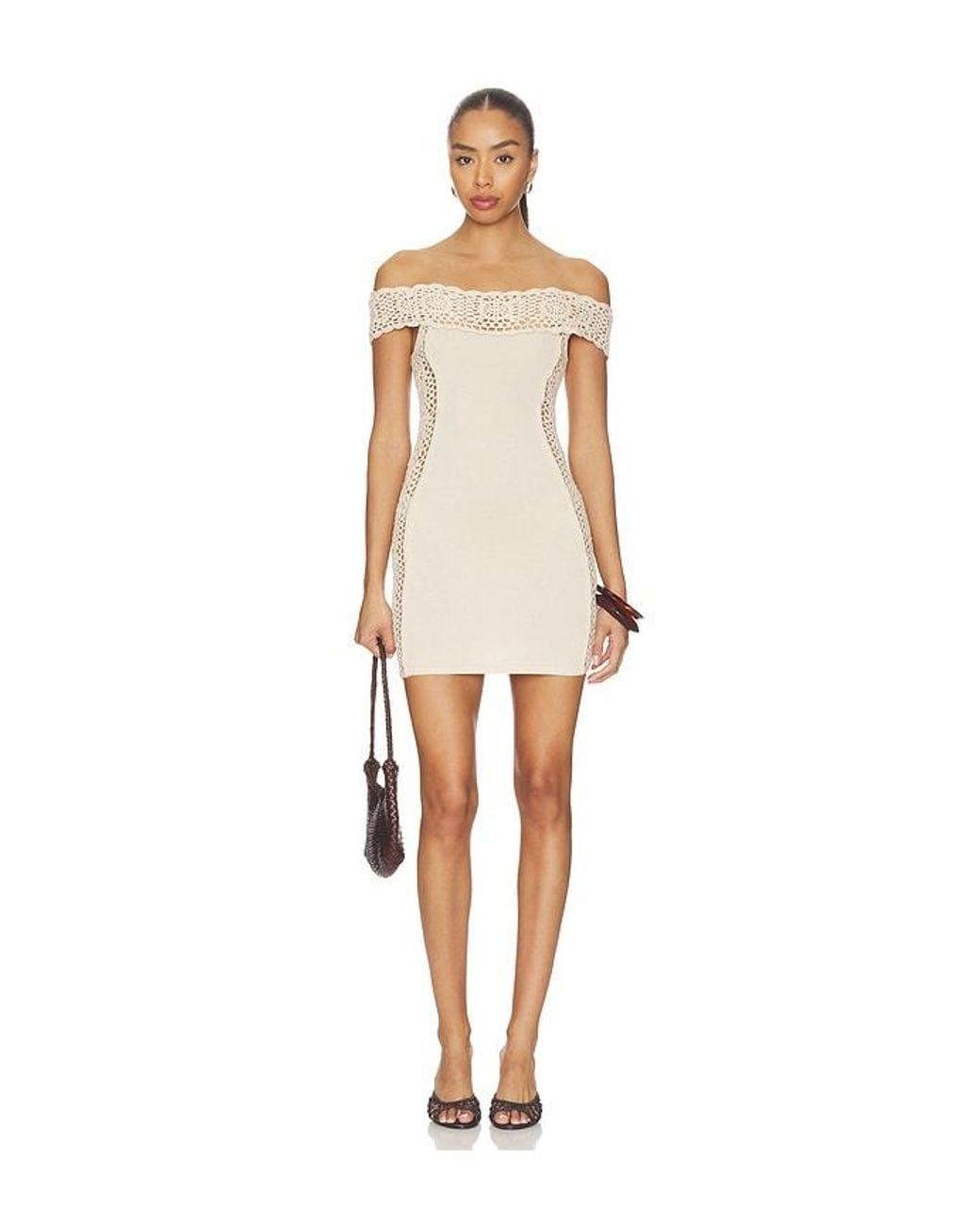 Frankie's Bikinis White Fleur Crochet Mini Dress