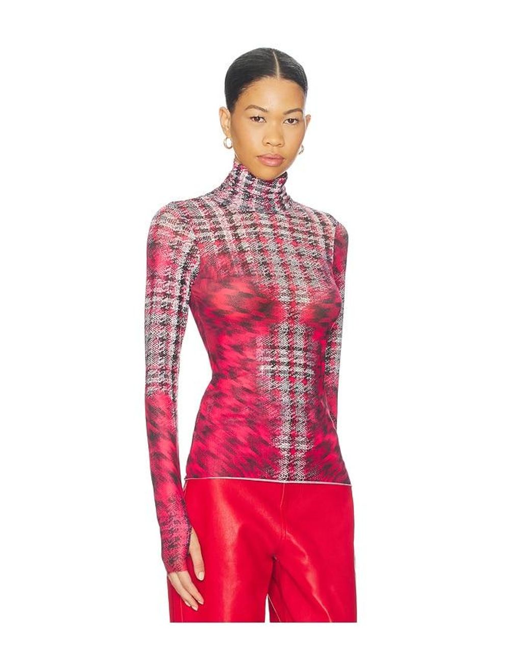 AFRM Red Zadie Long Sleeve Top