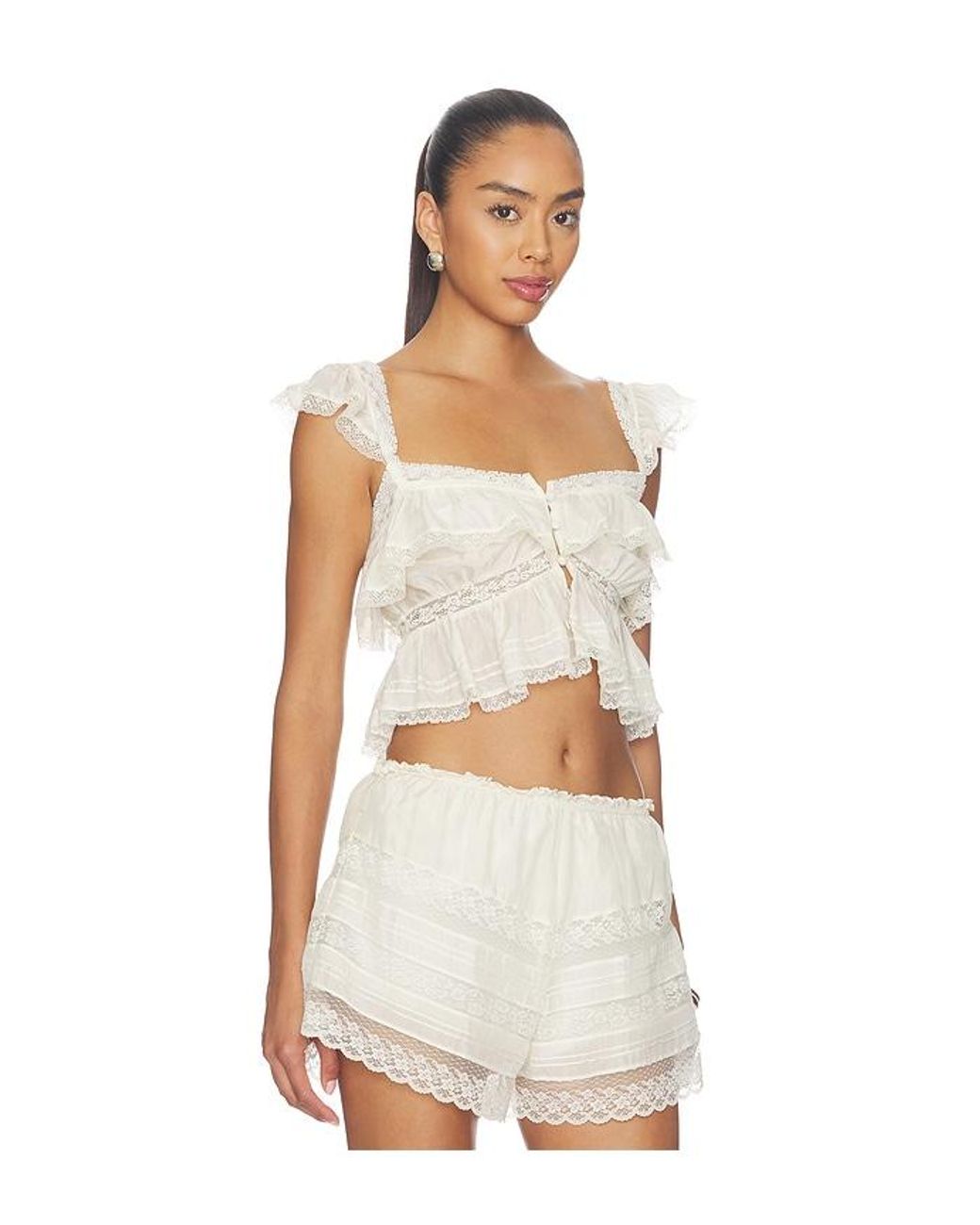 LoveShackFancy White Linata Top