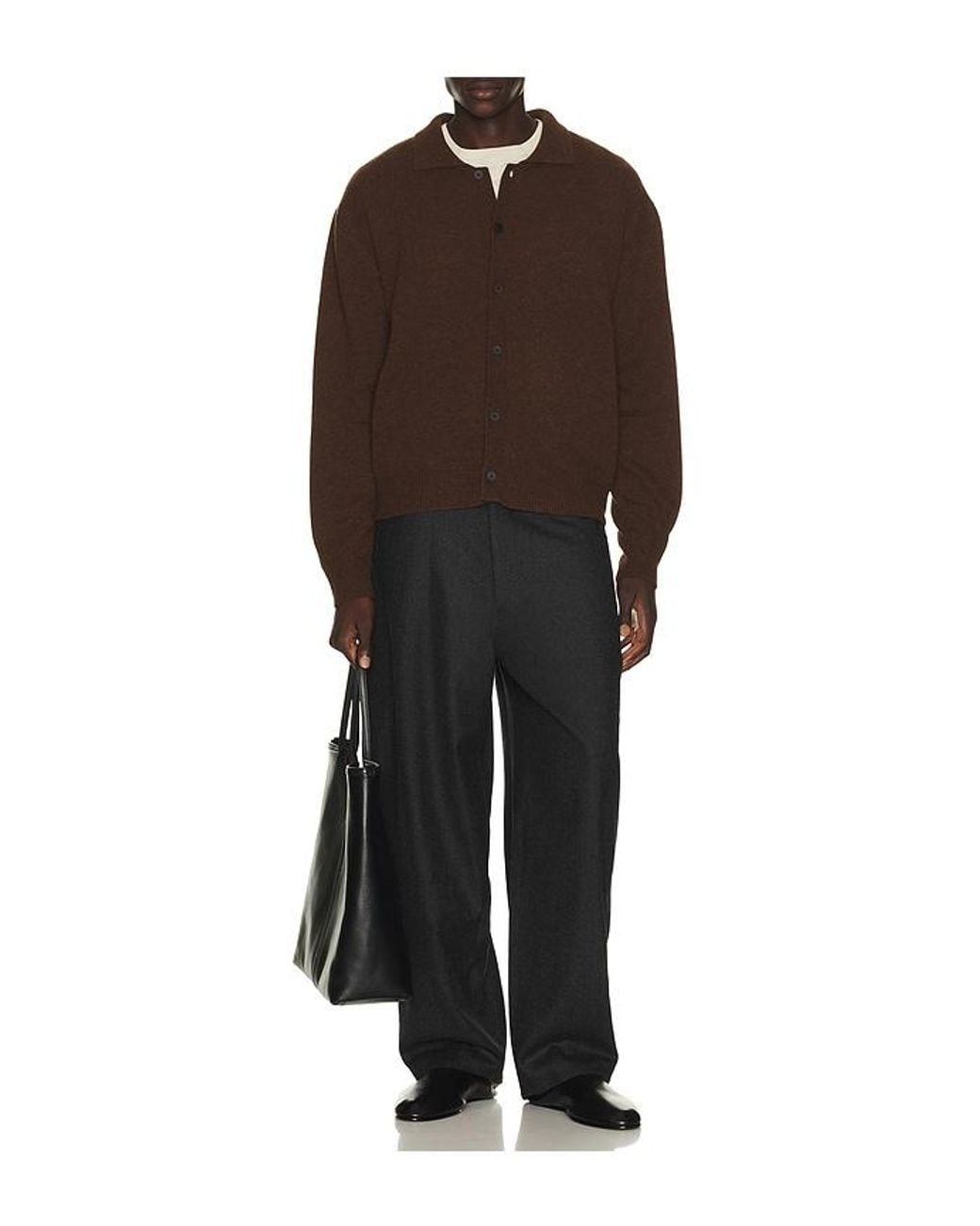LE17SEPTEMBRE Black Wool Curved Trousers for men