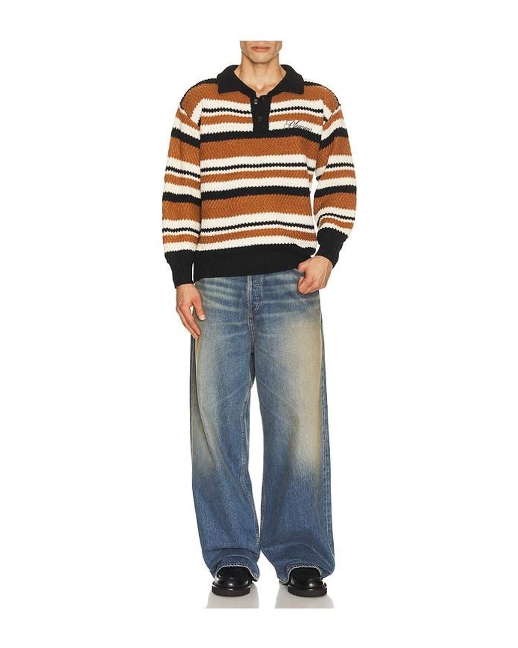 Pleasures Brown Cooper Polo Sweater for men