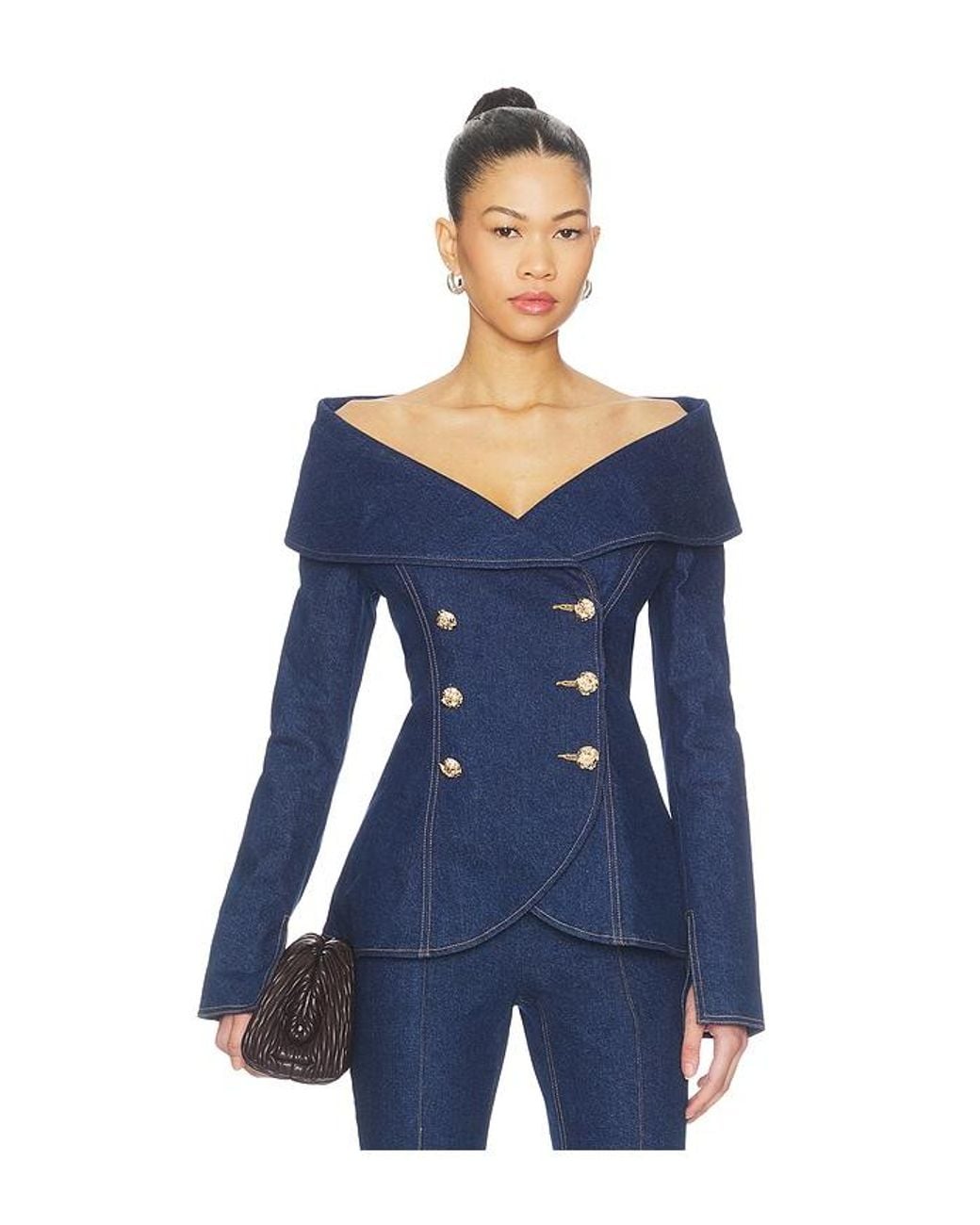 Nadine Merabi Blue Jordan Denim Top