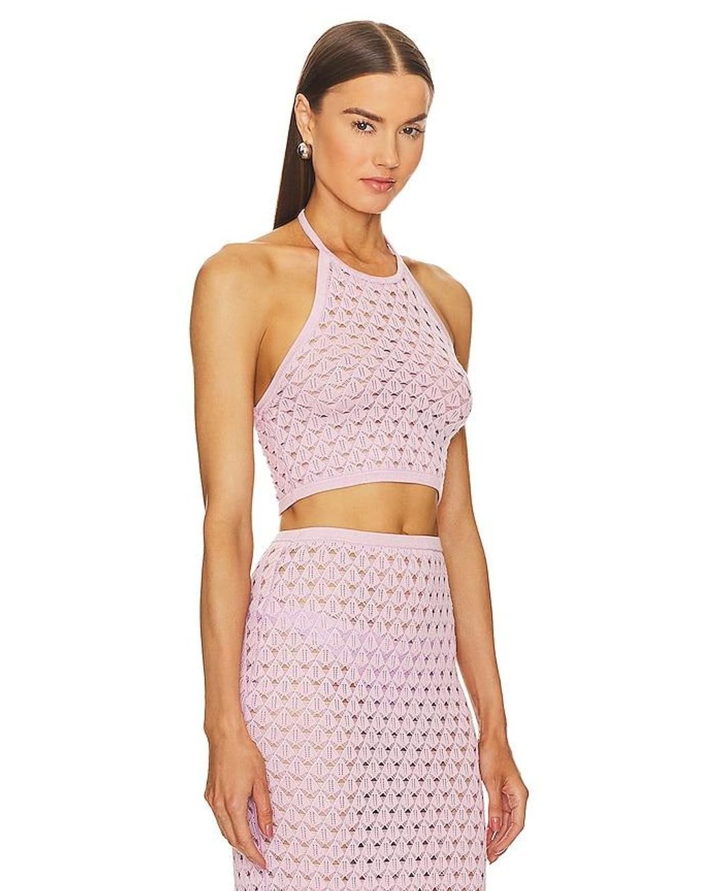 Michael Costello X Revolve Harva Sequined Knit Halter in Red