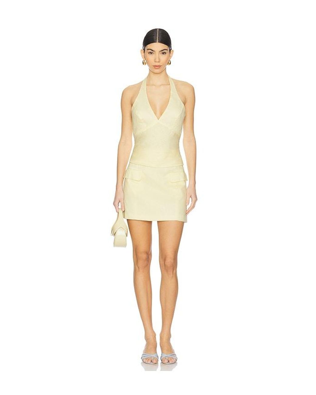 Bardot Natural Paola Halter Linen Top