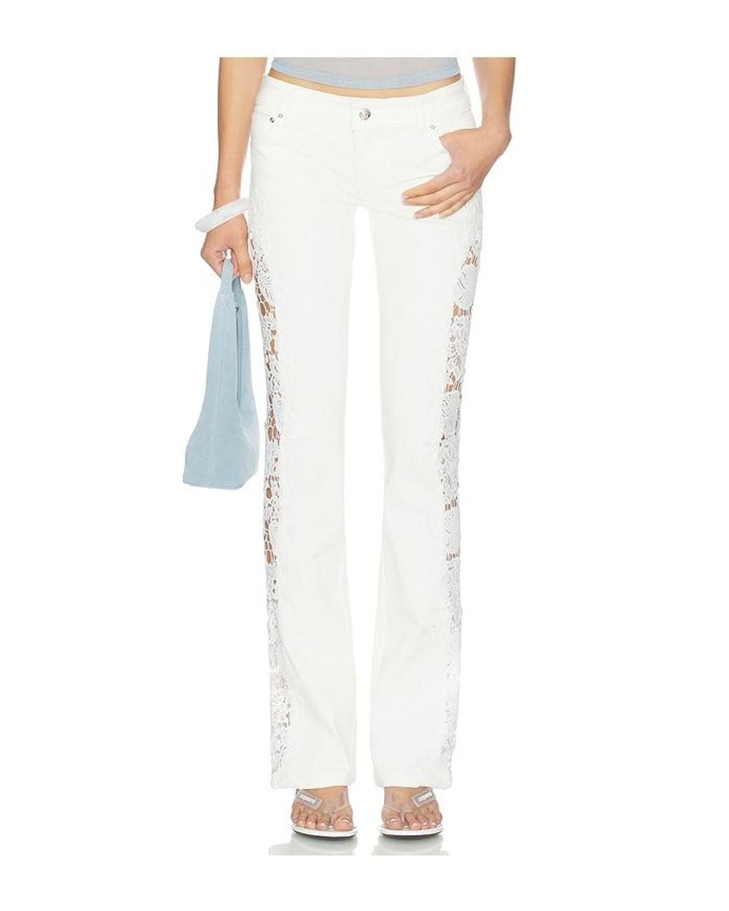 Jaded London White Cooper Jeans With Lace Applique