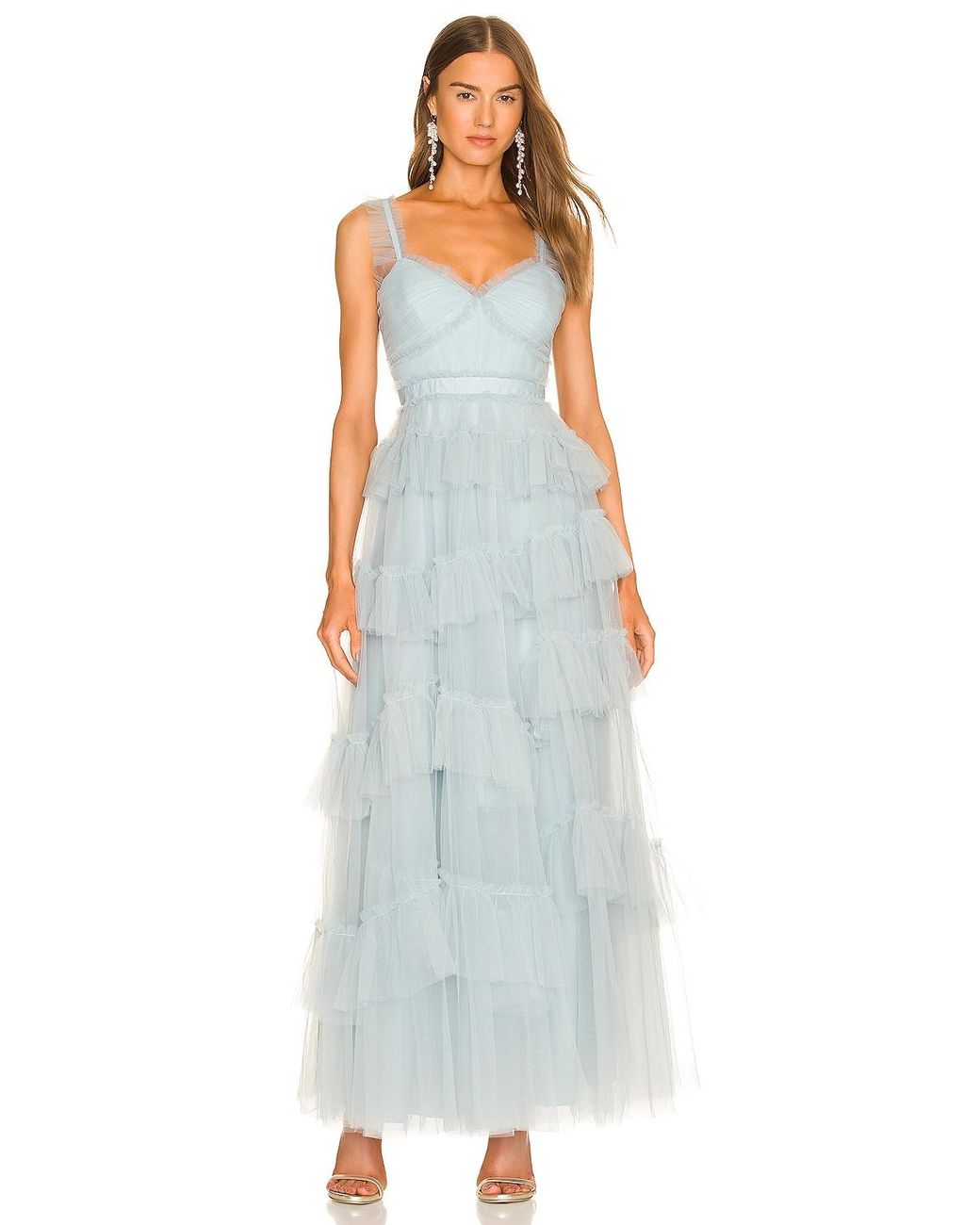 Bcbg asymmetrical ruffle gown best sale