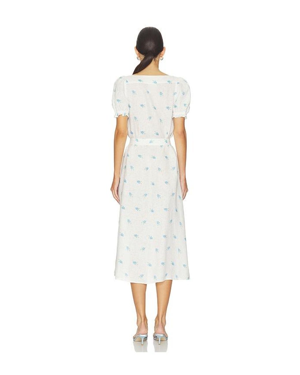 Sleeper White Brigitte Linen Midi Dress