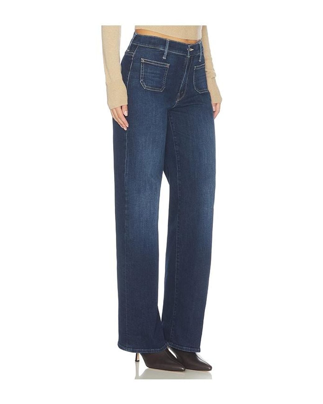 Mother Blue The Patch Pocket Mid Rise Maven Sneak Jeans
