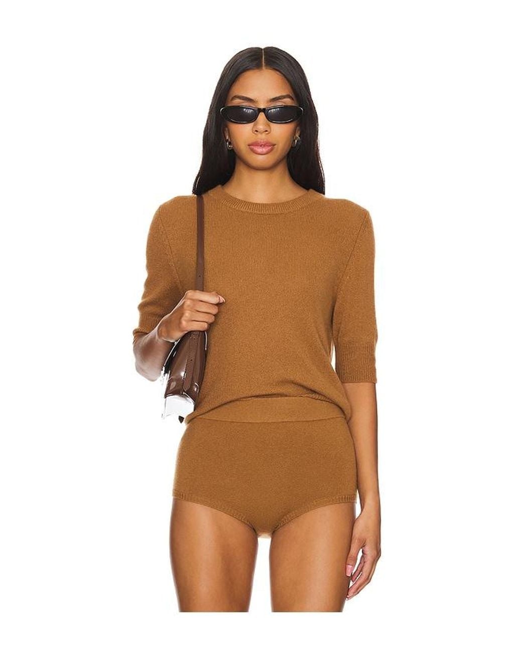 W. Cashmere Brown Celina Short Sleeve Pullover