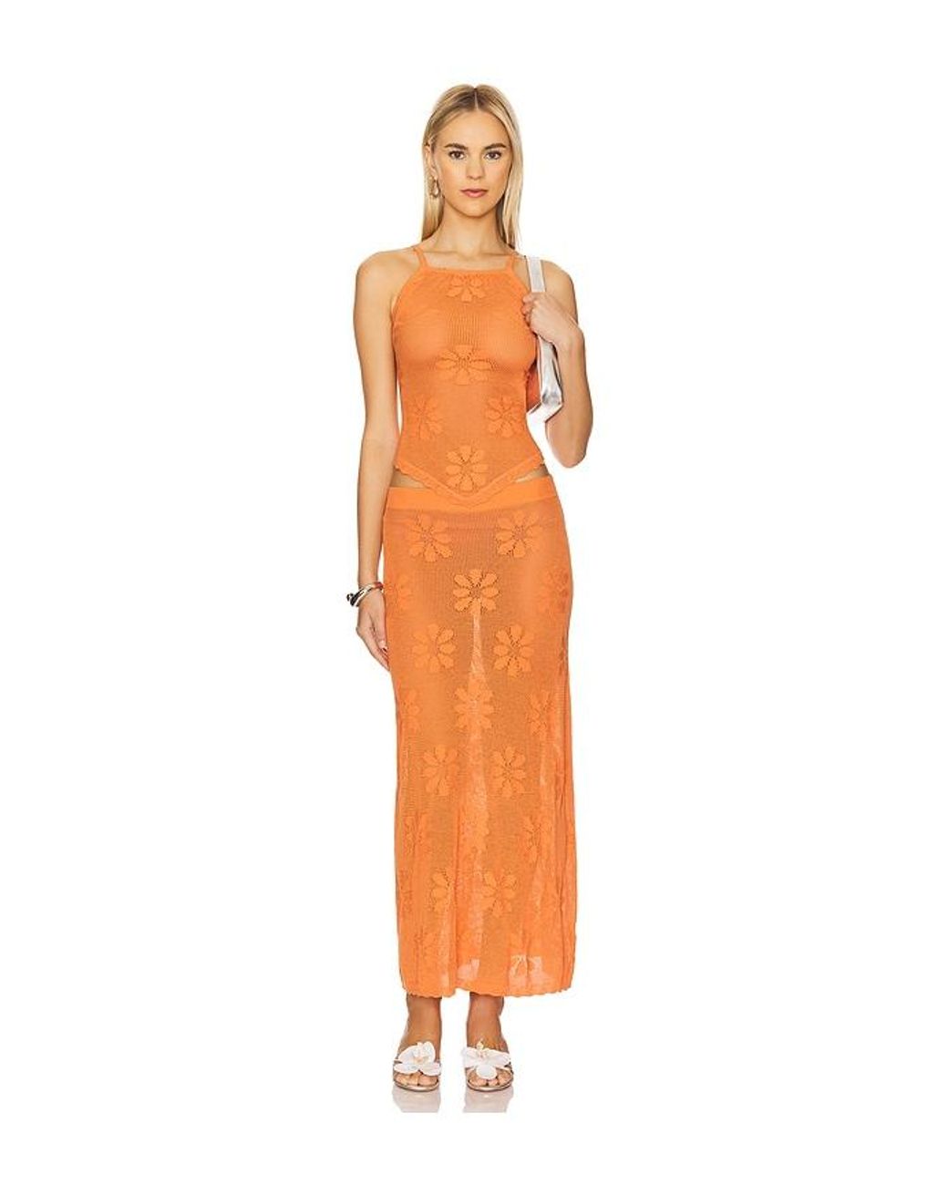 Asta Resort Orange Bruna Crochet Top