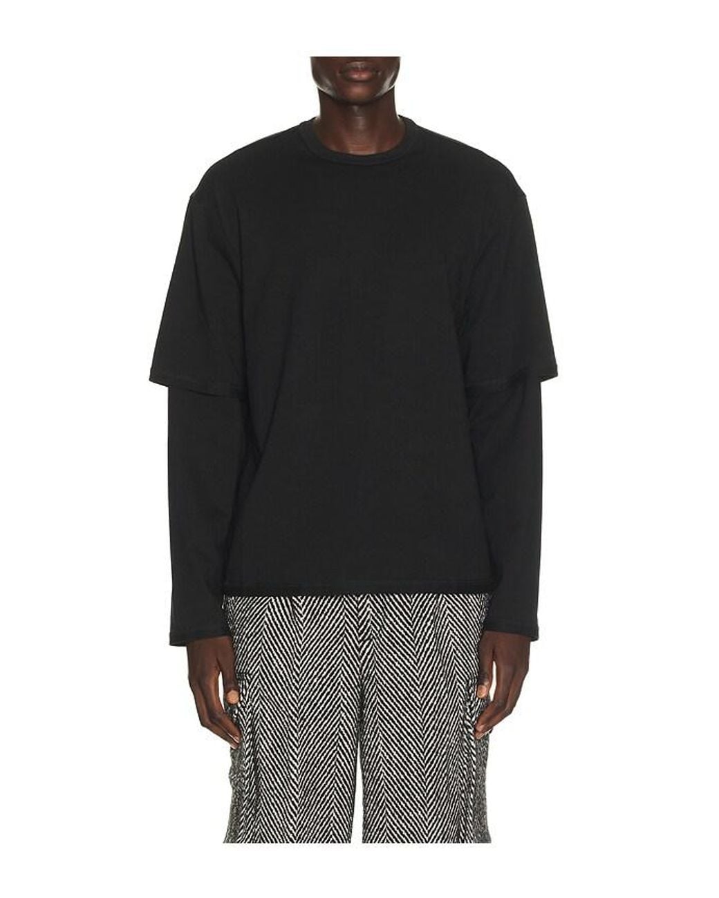 KROST Black Double Layer Long Sleeve Tee for men