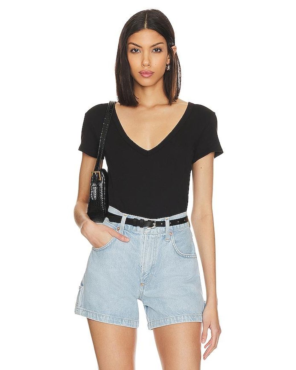Enza Costa Black Perfect V Tee