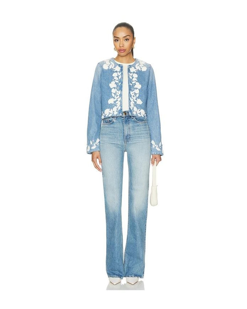 Citizens of Humanity Blue Flora Jacket With Floral Embroidery