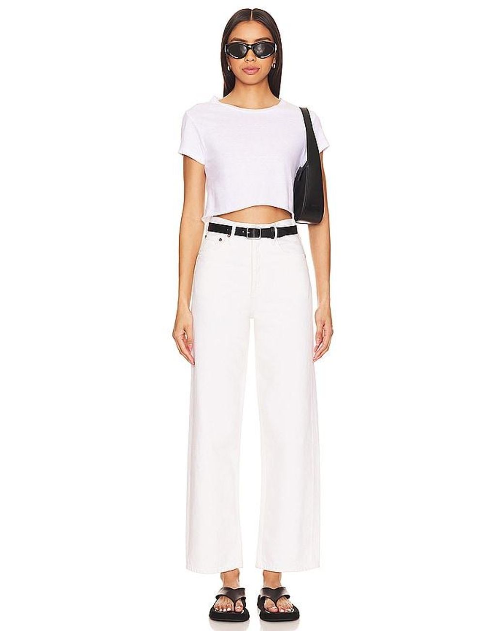 Agolde White Ren High Rise Wide Leg Jeans