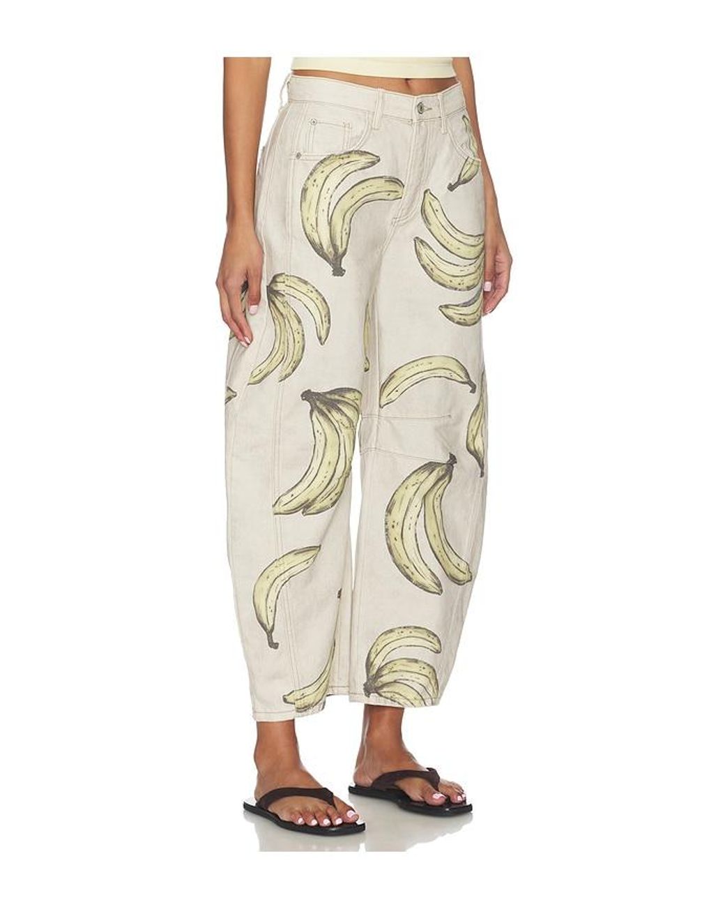 Free People Natural X We The Free Good Luck Printed Jean