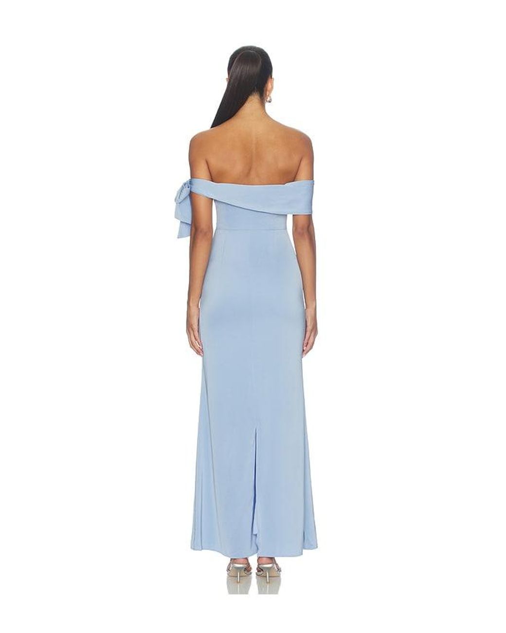 MORE TO COME Blue Skyla Off Shoulder Gown