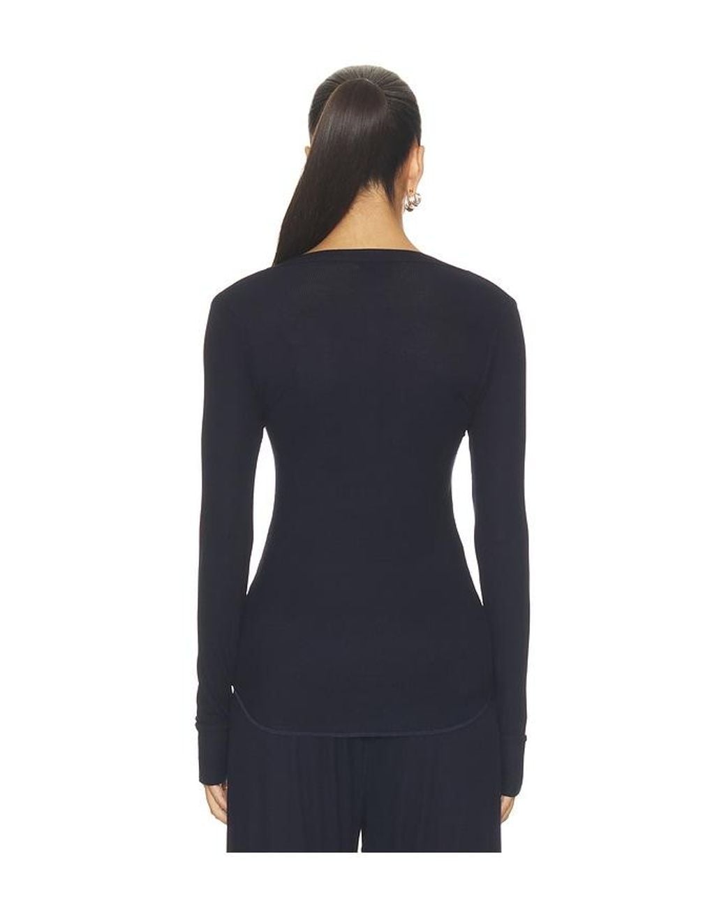 Michael Lauren Blue Otis Long Sleeve Fitted V-Neck