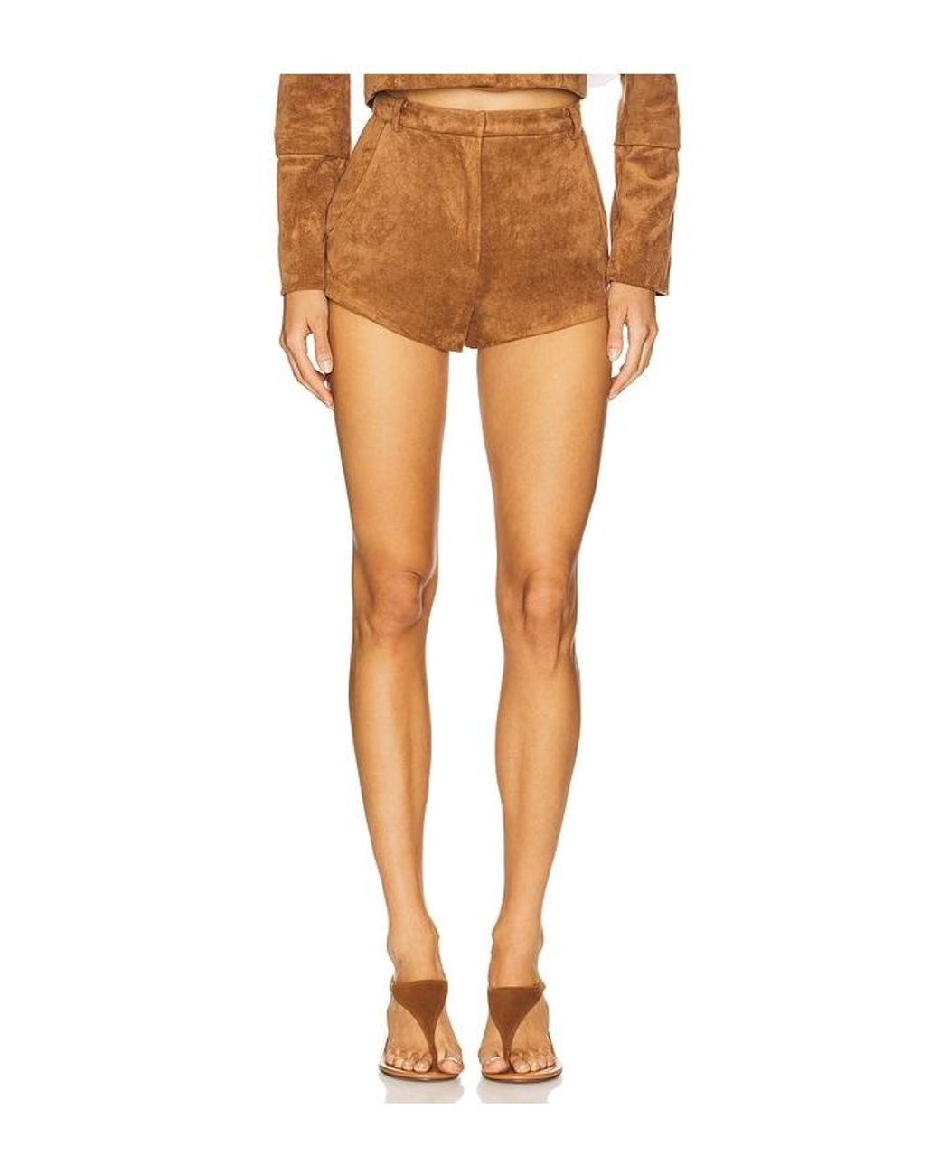 Amanda Uprichard Natural X Revolve Kelso Suede Short