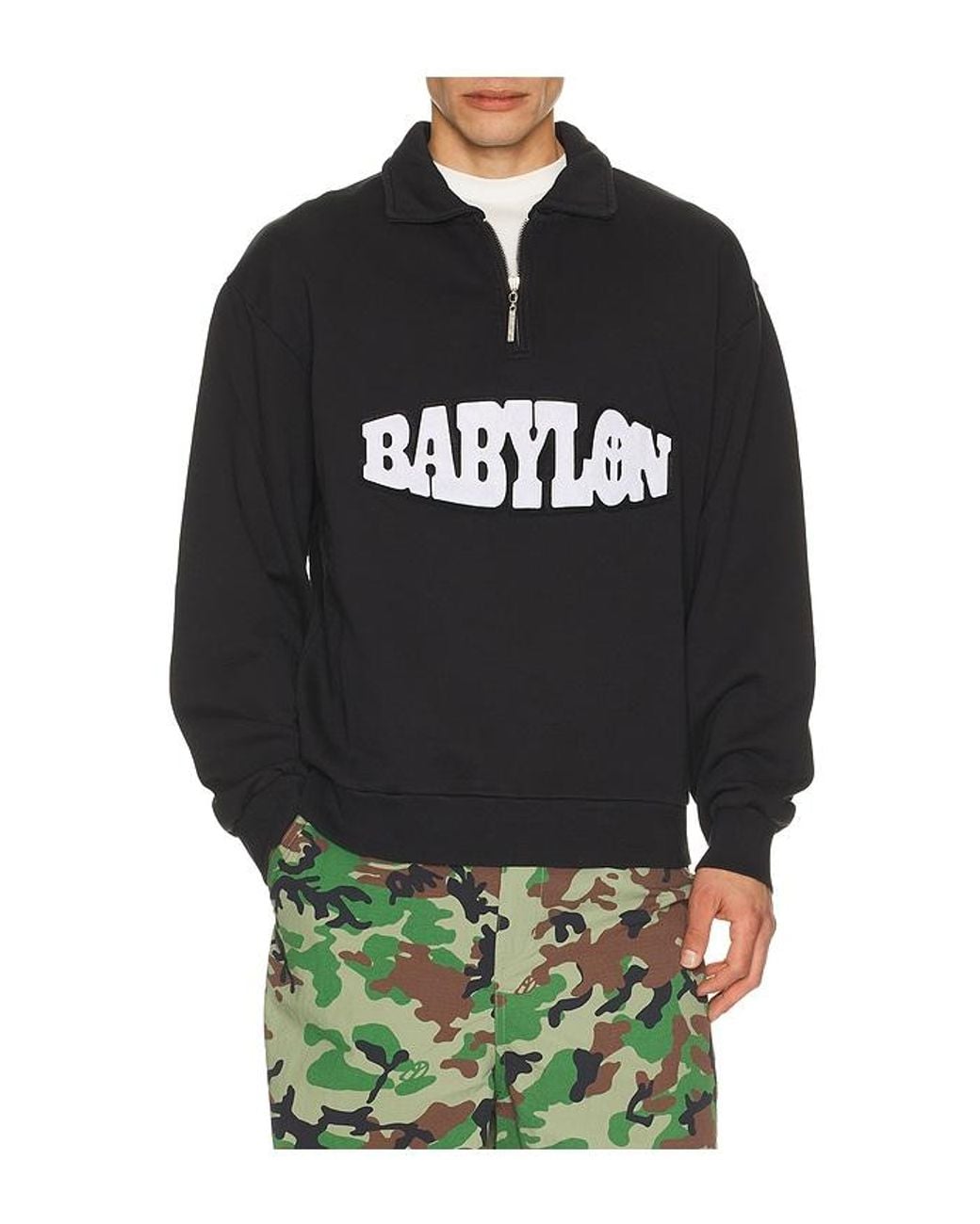 Babylon Black Half Zip Pullover Sweater for men