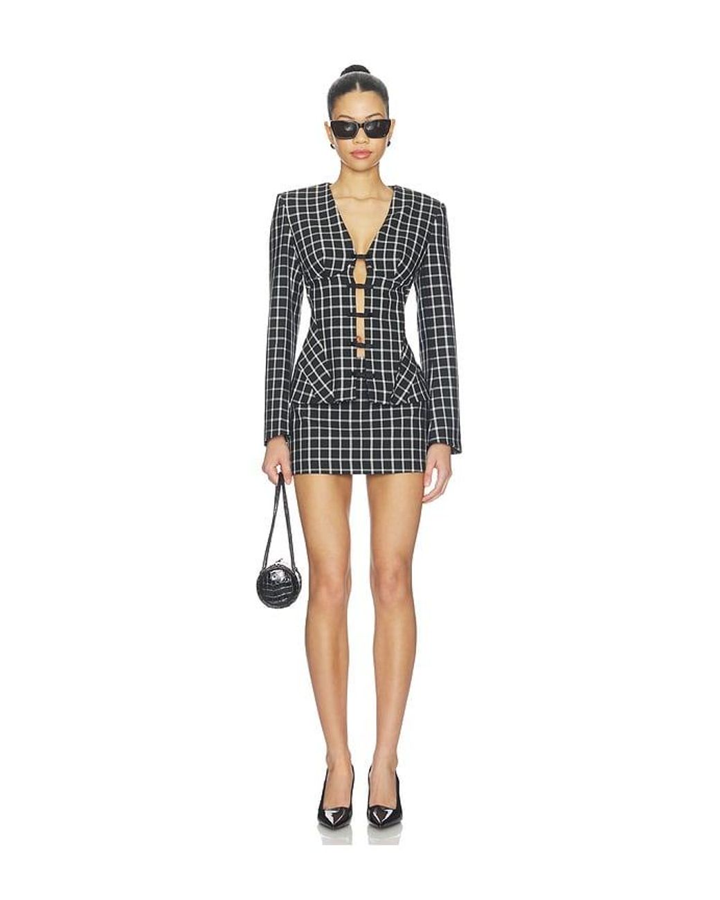 Naked Wardrobe Black Large Check Suiting Blazer