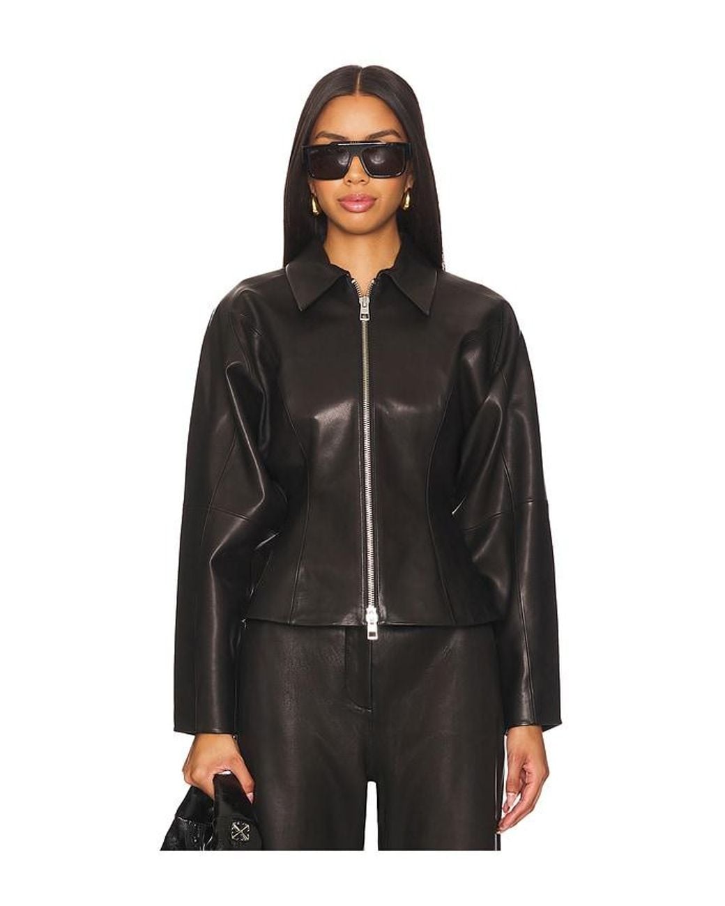 The Sei Black Fitted Leather Jacket