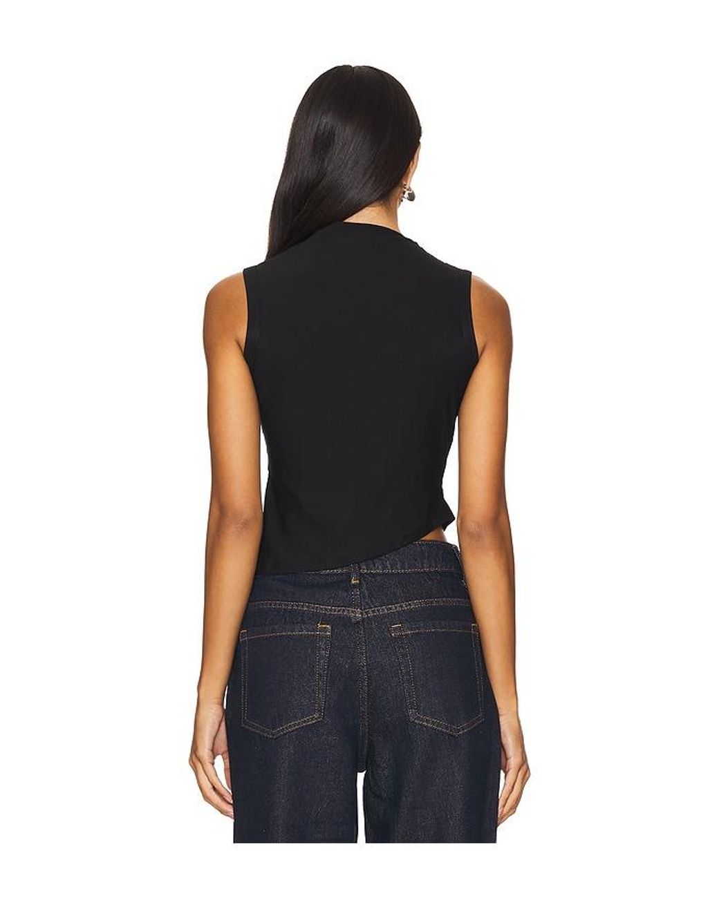 The Line By K Black Ruched Modal Tank Top