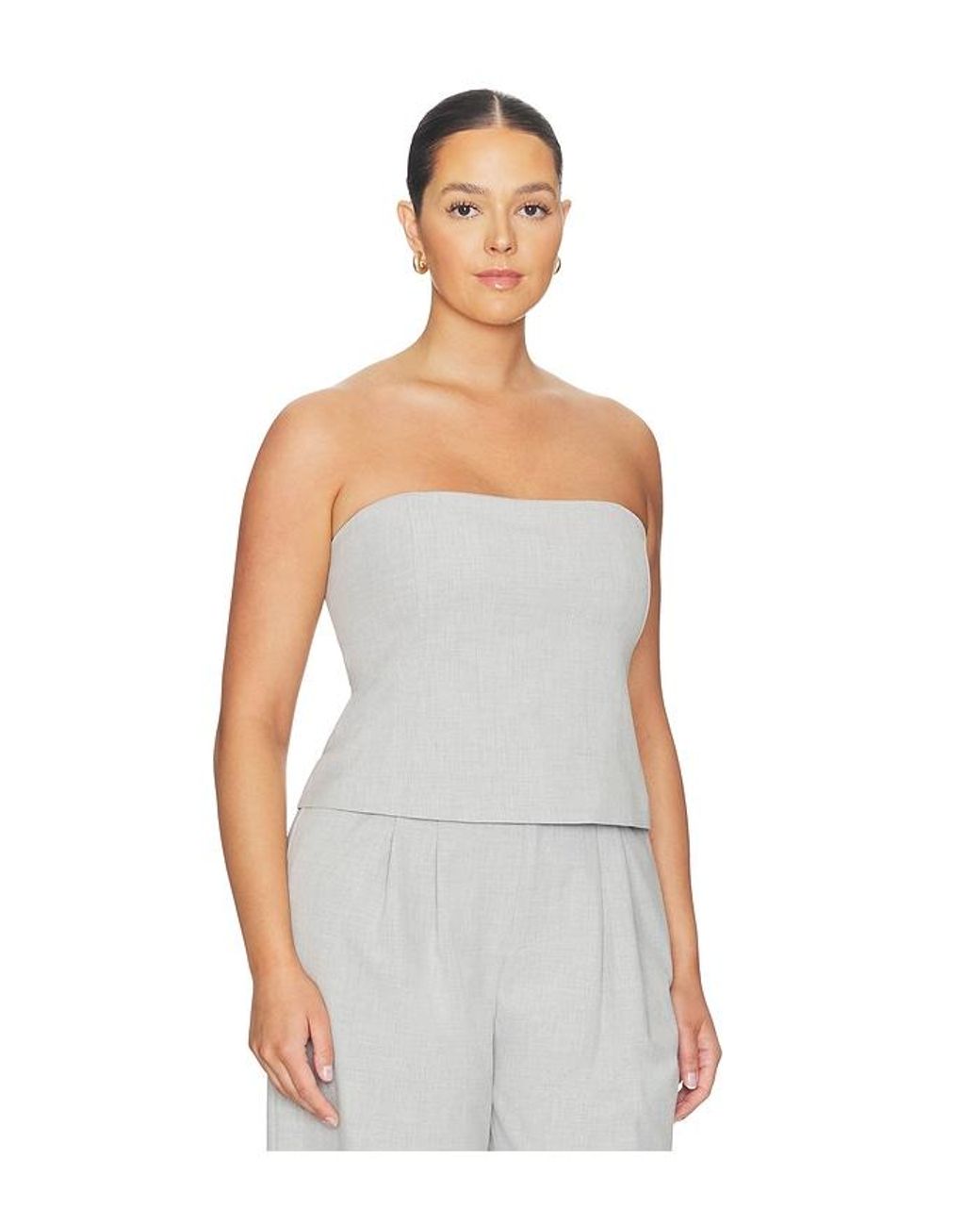 GOOD AMERICAN White Essential Suiting Strapless Top