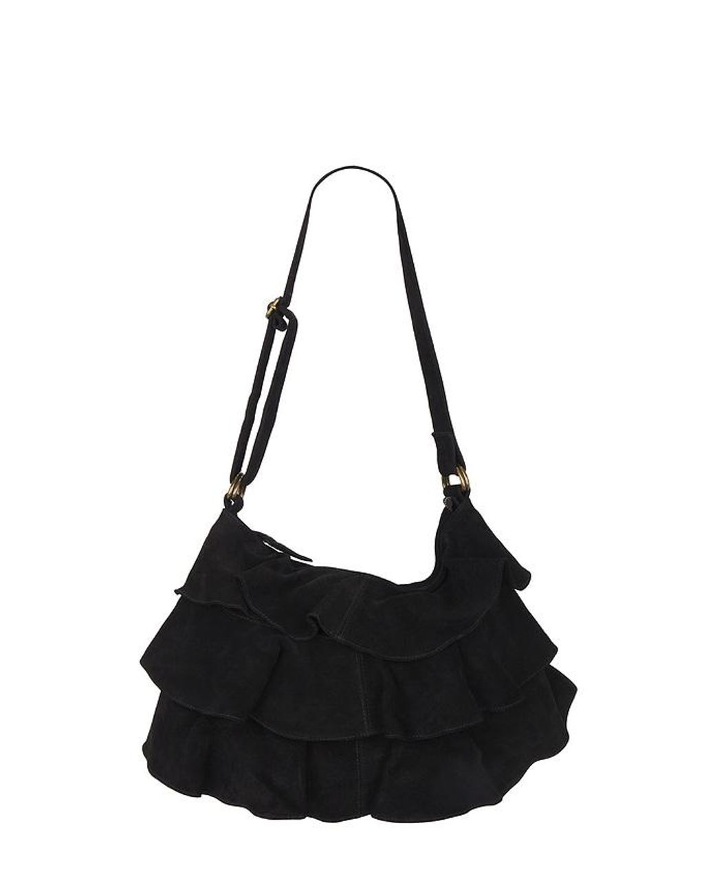 Free People Black Rae Ruffle Shoulder Bag