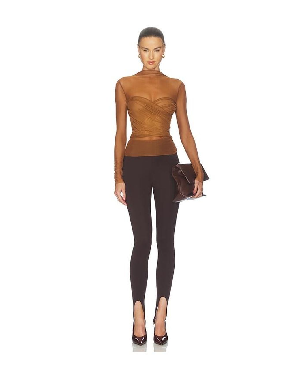 SER.O.YA Brown Saffy Mesh Top