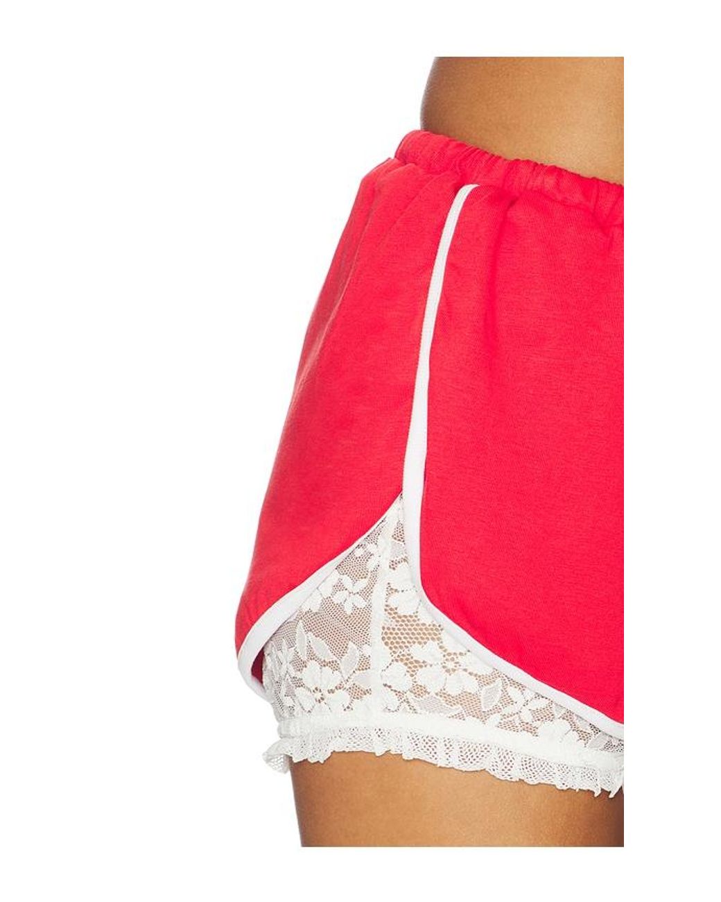 YUHAN WANG Red Lace Lined Short