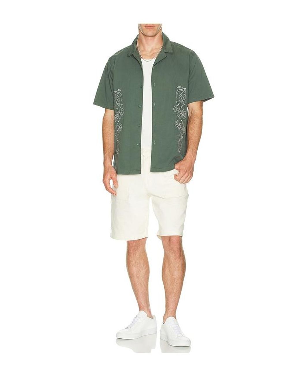 BOUND Green Floral Embroidery Shirt for men