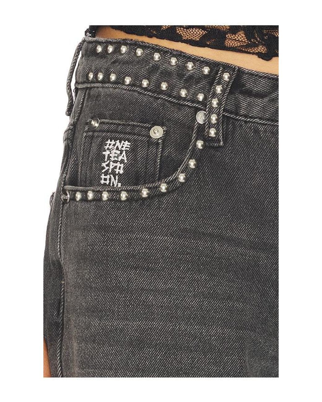 One Teaspoon Gray Jackson Mid Waist Wide Leg Jeans