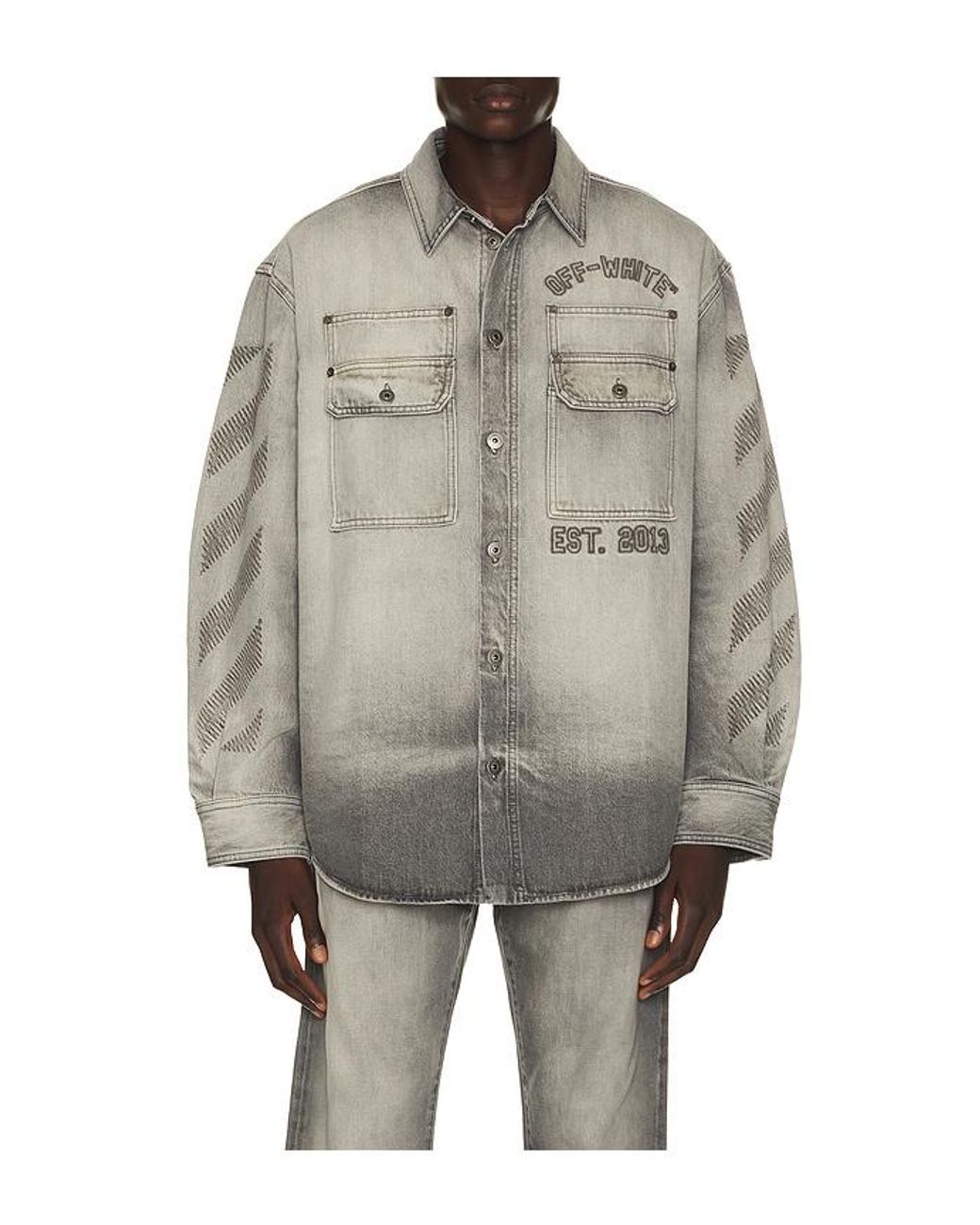 Off-White c/o Virgil Abloh Blue Denim Military Overshirt for men