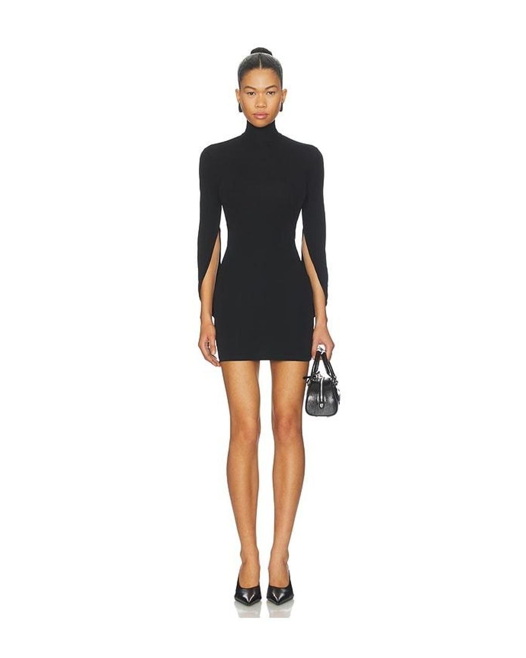 Alexander Wang Black Drape Back Sleeves Mini Dress