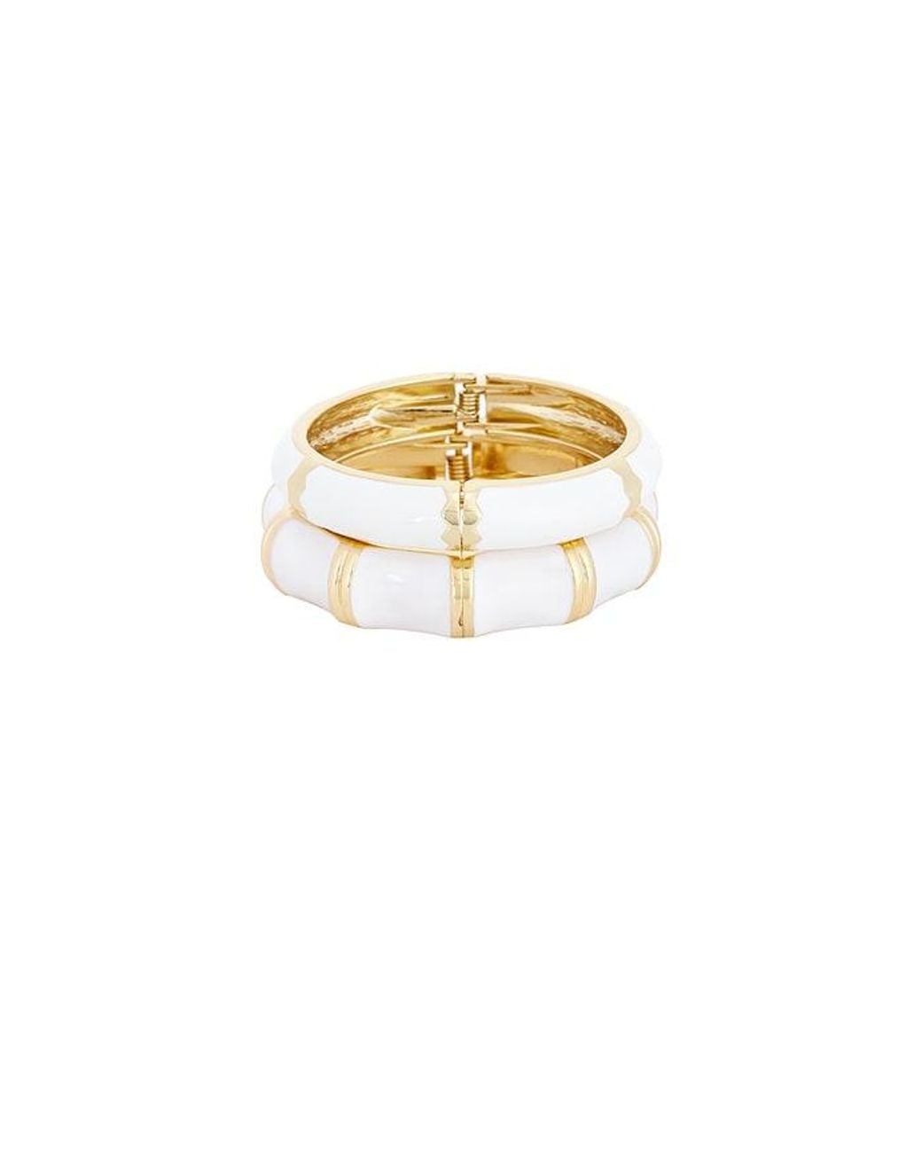 petit moments White Enamel Stripe & Bamboo Set Of 2 Cuff