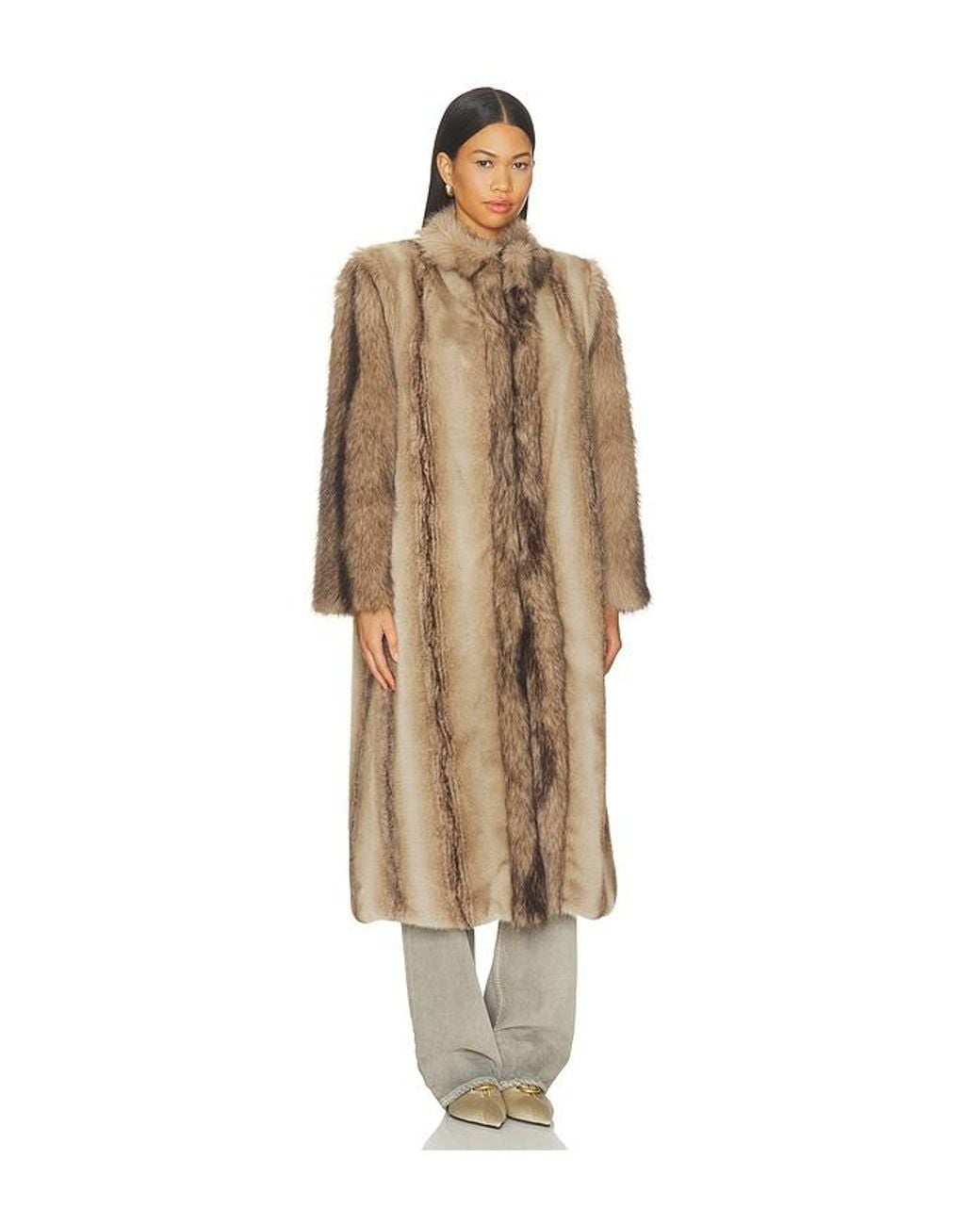 DUCIE Natural Betty Long Fur Coat