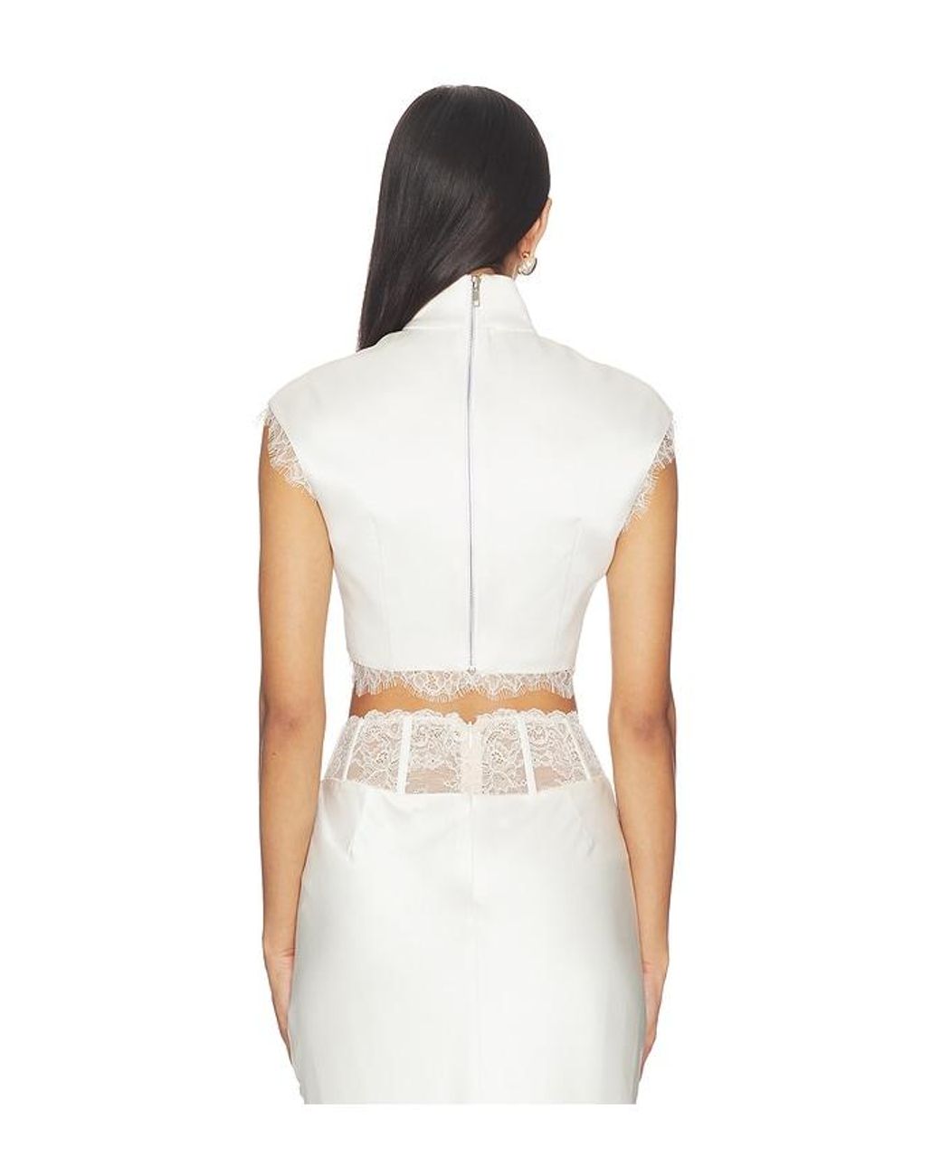 SAU LEE White Lila Satin Top
