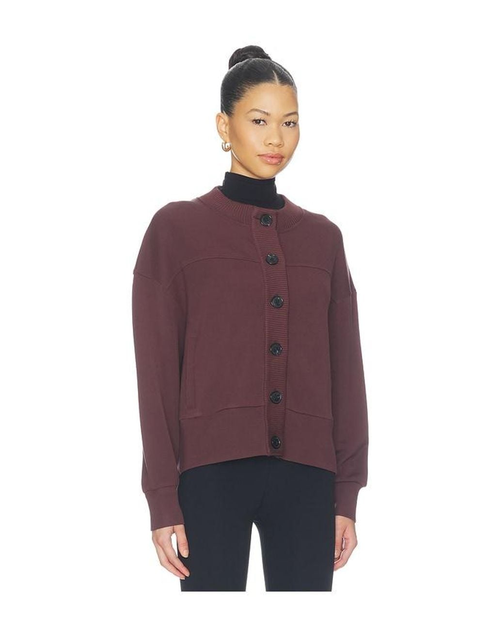 Varley Purple Olwen Button Front Sweater