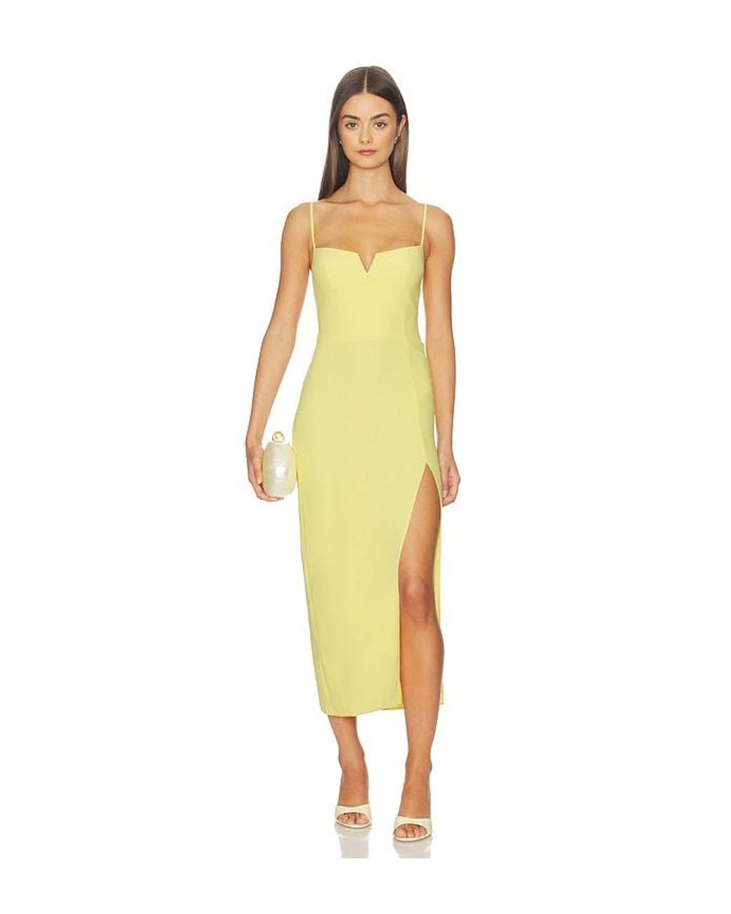 Amanda Uprichard Yellow Lyra Midi Dress