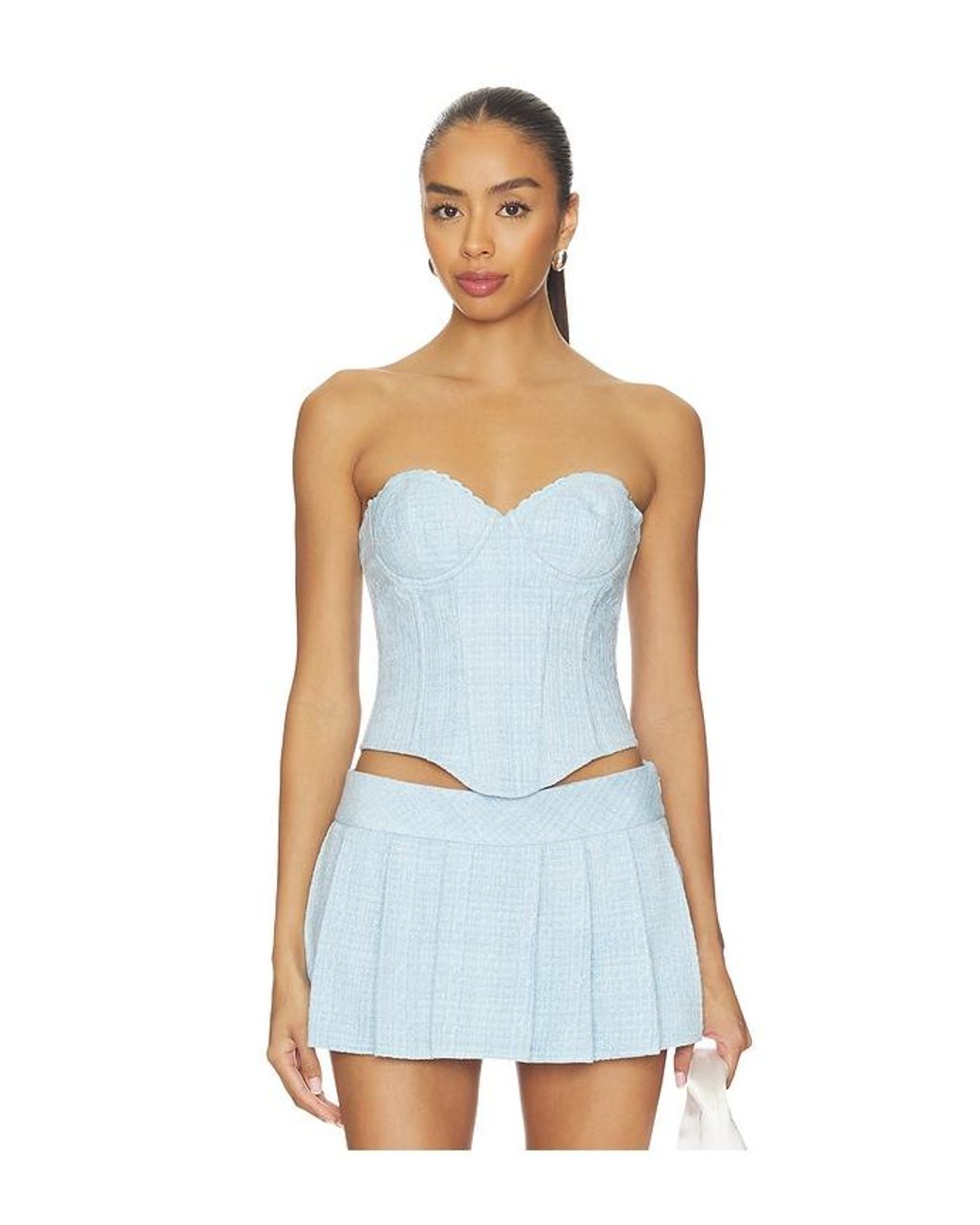 GUIZIO White Genevieve Lace Trim Bustier
