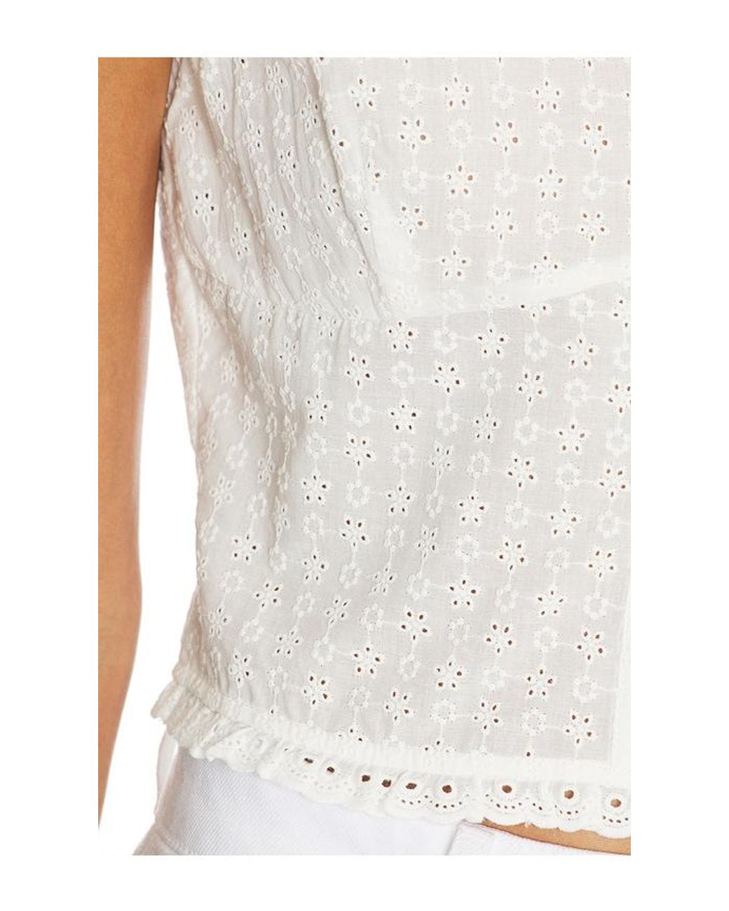 GOOD AMERICAN White The Eyelet Top