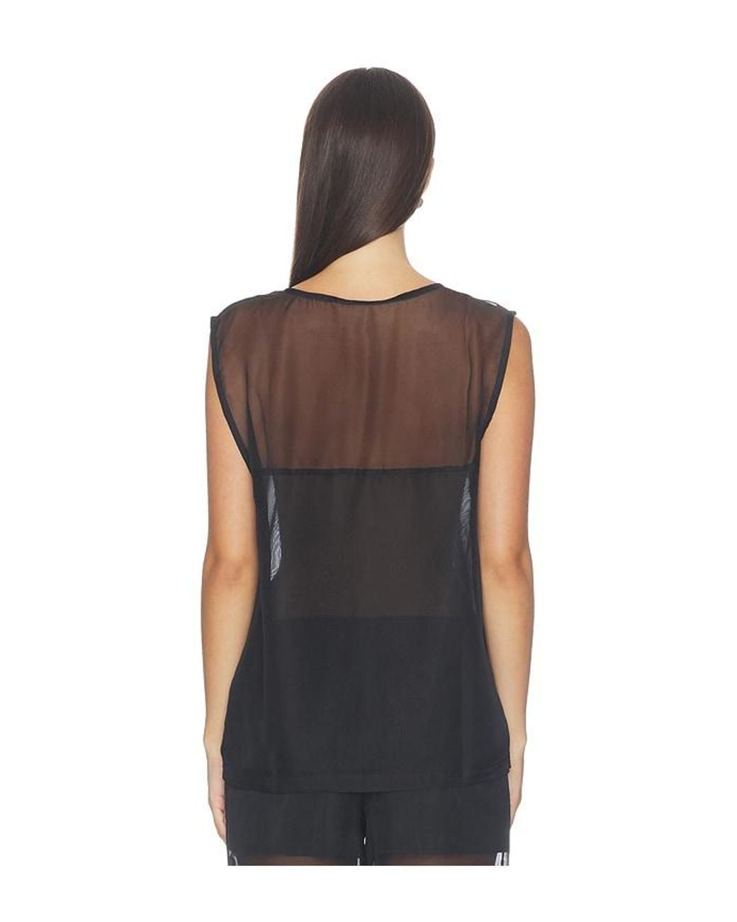 WeWoreWhat Black Sheer Boxy Tank Top