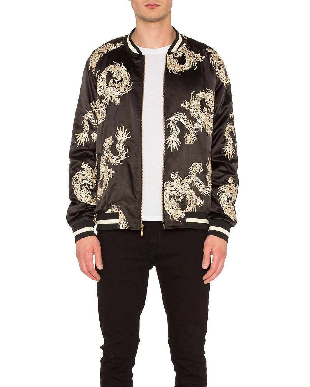 Dragon Bomber Jacket in Black for Men 