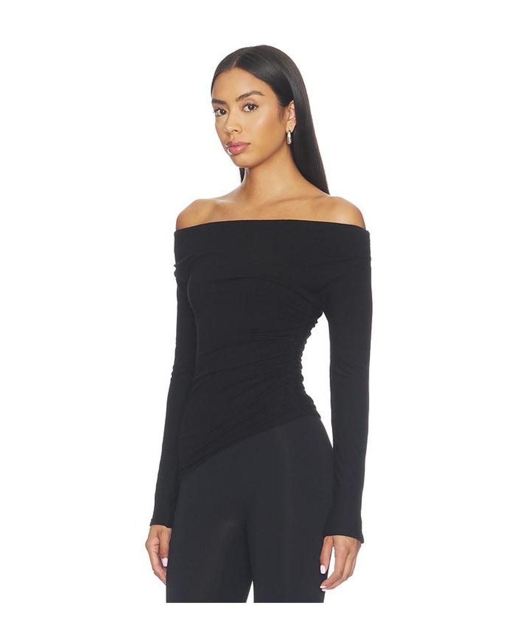 Naked Wardrobe Black Nw Off-Shoulder Asymmetric Top