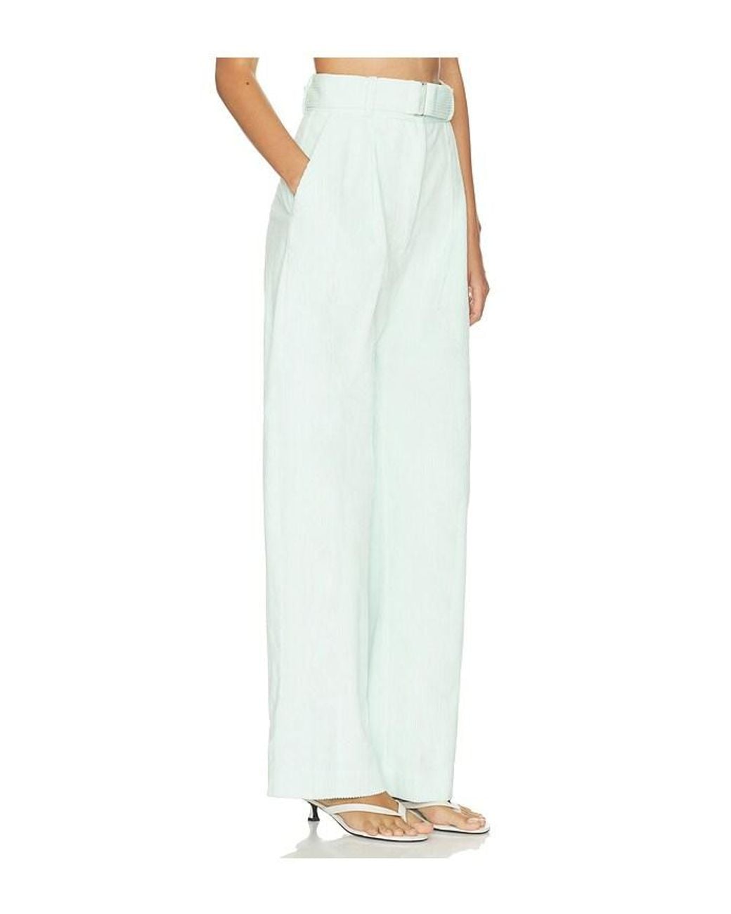 Matthew Bruch White Pleated Barrel Trouser