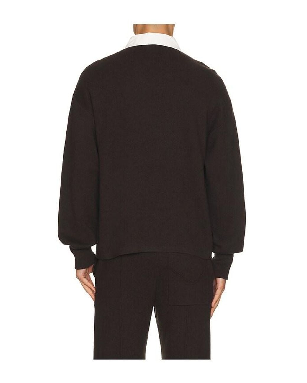 Hudson Black Long Sleeve Contrast Polo for men