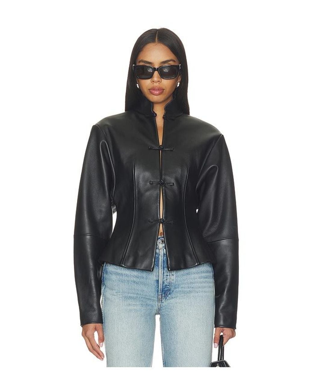 SAU LEE Black Anton Leather Tang Jacket