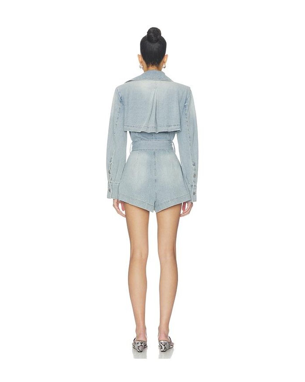AFRM Blue Feyra Trench Romper